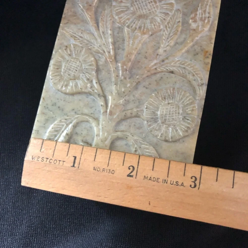 Handcrafted Floral Carved Stone Keepsake Trinket Box